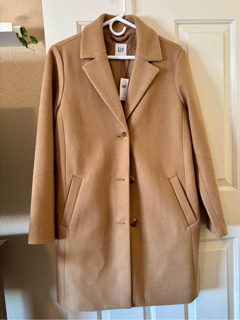 GAP Factory Camel Single-Breasted Wool Blend Trench Coat